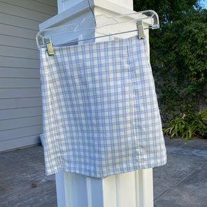 Brandy Melville light blue and white cara skirt.
